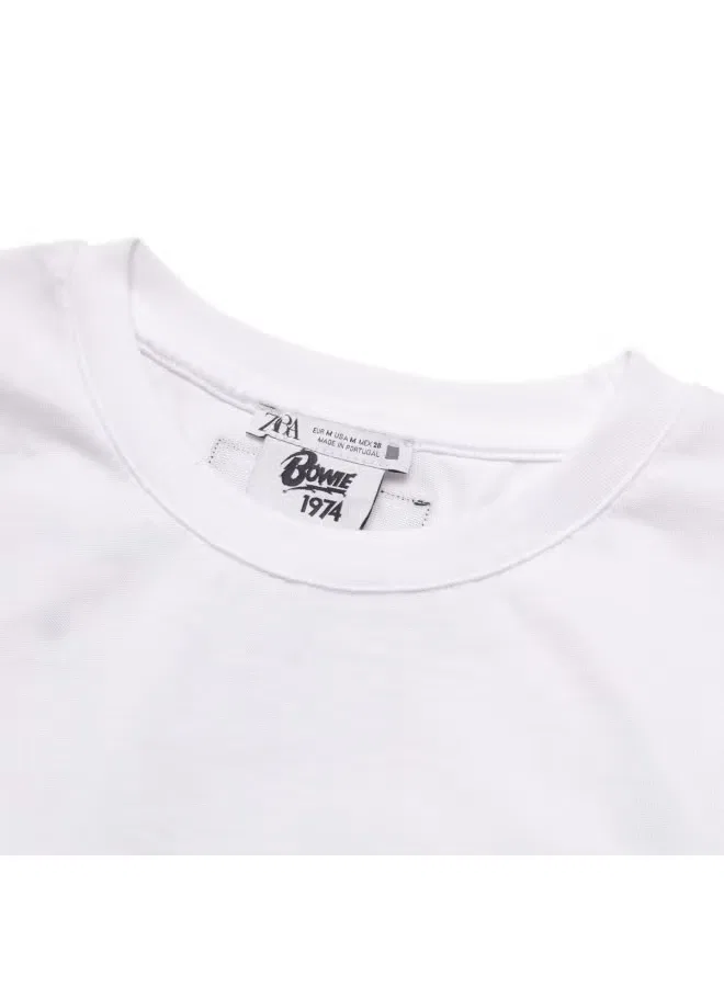 Футболка с принтом букв белая Zara, белый — фото 4