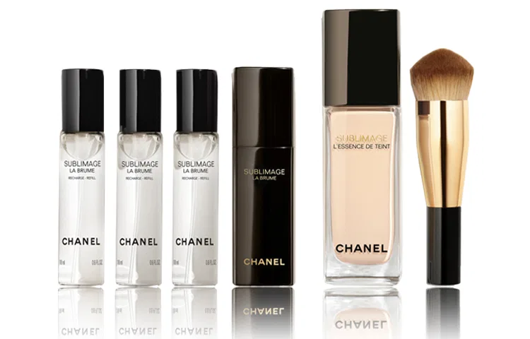 Женский набор косметики с сывороткой-спреем и тональным кремом B10, Luxury Style Essence Serums Spray+Nourishing Liquid Foundation B10+Foundation Brush, CHANEL, Golden Brick Pink — фото 3