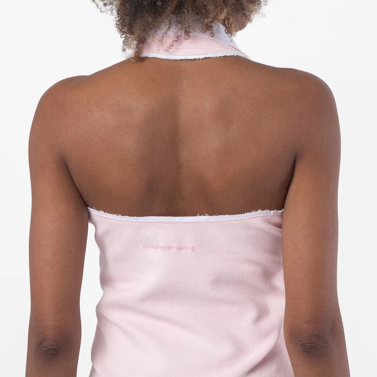 Платье мини с многослойным дизайном Layered Polo Mini Dress Alexander Wang, Barely Pink/White — фото 3