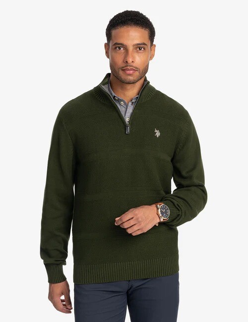 

Свитер U.S. Polo Assn. 1/4 Zip Textured, темно-зеленый