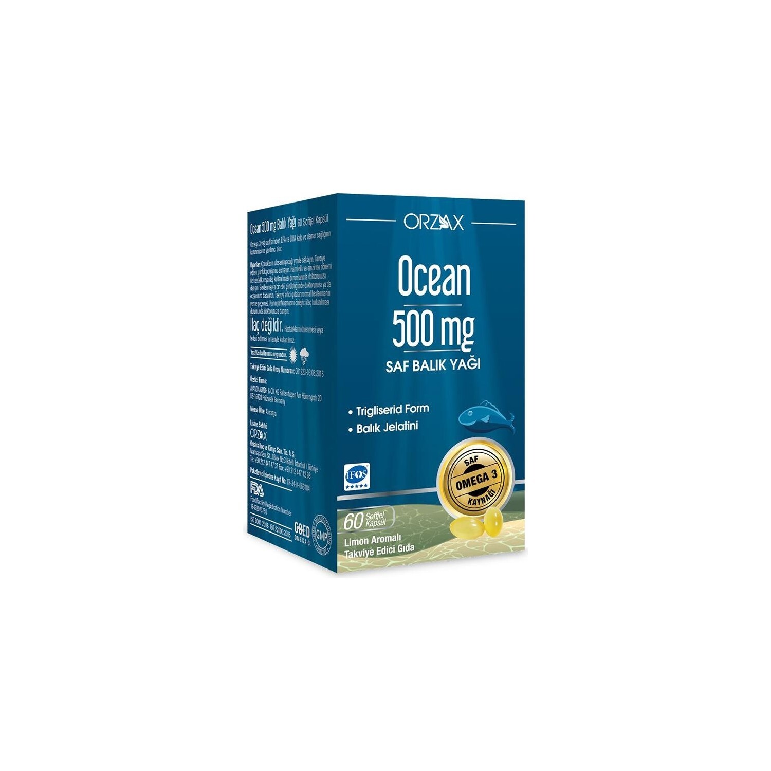 

Рыбий жир Orzax Ocean 500 мг, 60 капсул