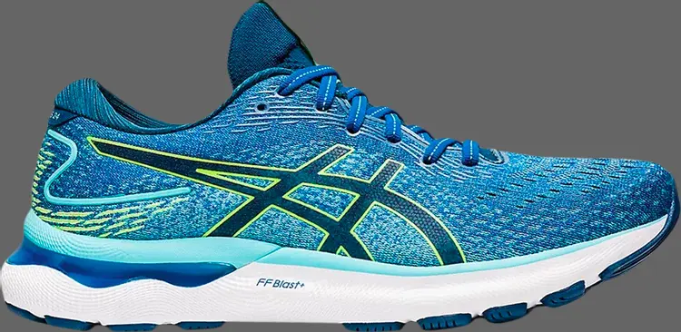 

Кроссовки gel nimbus 24 2e wide 'lake drive hazard green' Asics, синий
