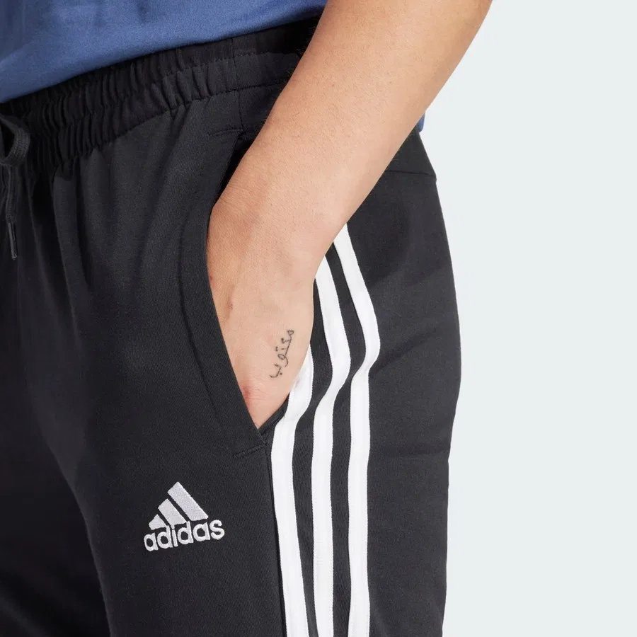 Спортивные штаны adidas Essentials Single Jersey 3-Stripes, Черно-белый — фото 4