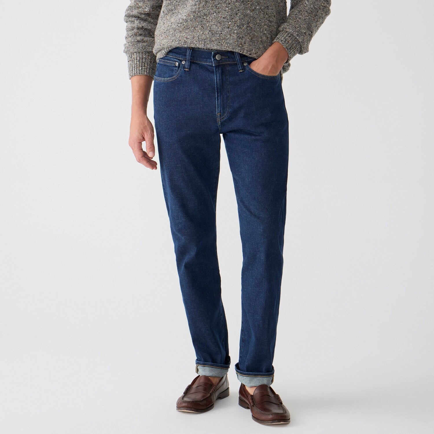 

770 прямые эластичные джинсы средней степени стирки J.Crew, синий