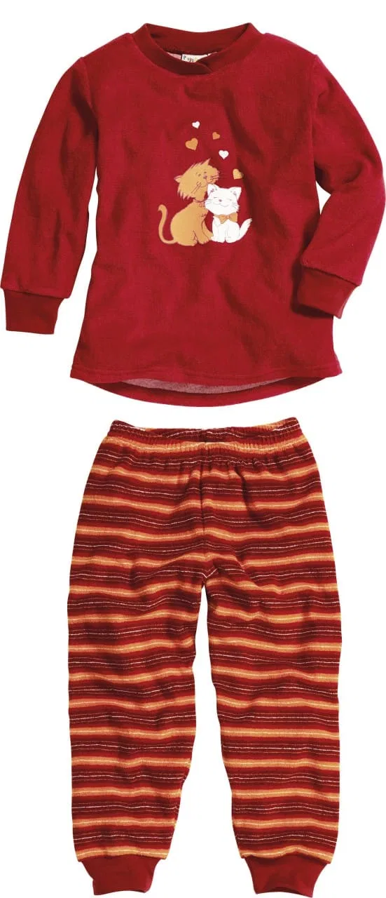 Пижама махровая с котами Playshoes, красный