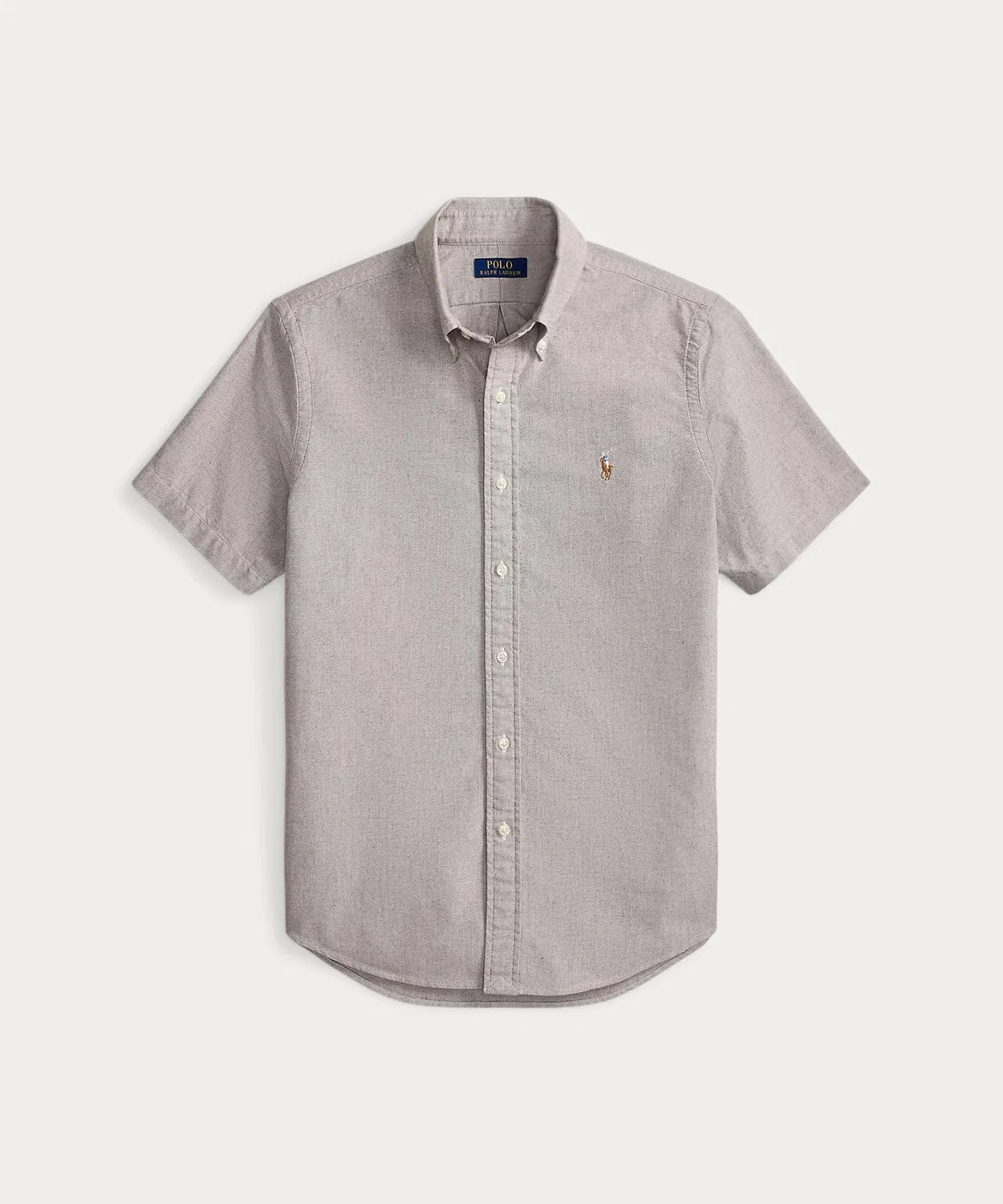 Мужская рубашка с коротким рукавом хлопковая Polo Ralph Lauren, Коричневый — фото 2