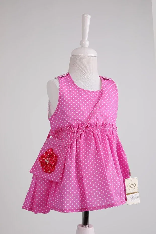 Детское платье для девочек с принтом в горошек Pino Baby, Fuchsia — фото 3