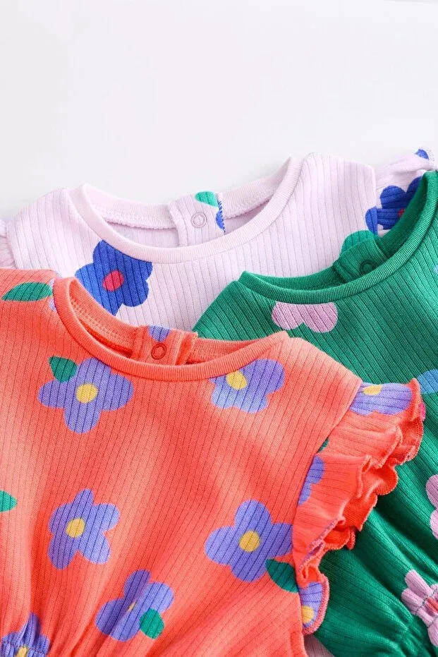 Детский комплект боди-комбинезонов с цветочным принтом Next Baby, Multicolor — фото 4