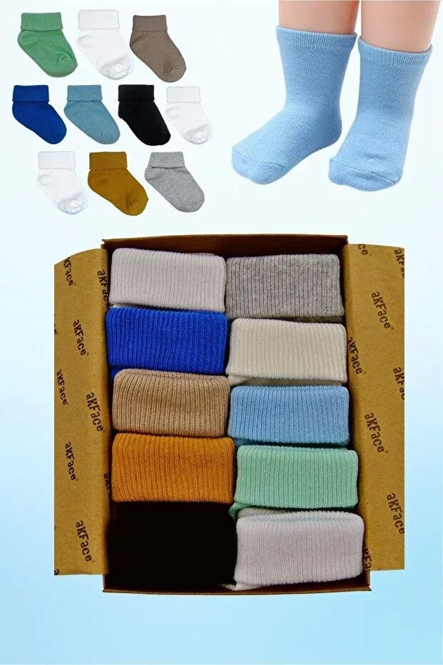 Детские носки для мальчиков хлопковые Organic 10-piece premium colors boxed - anti-sweat - male newborn baby socks 0-6 months Akface, Multicolor