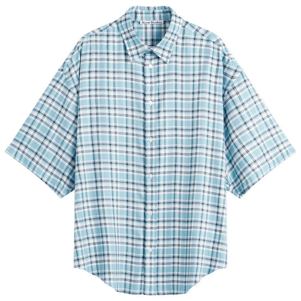Рубашка с коротким рукавом Short Sleeve Check Shirt Acne Studios, Turquoise/Blue/White