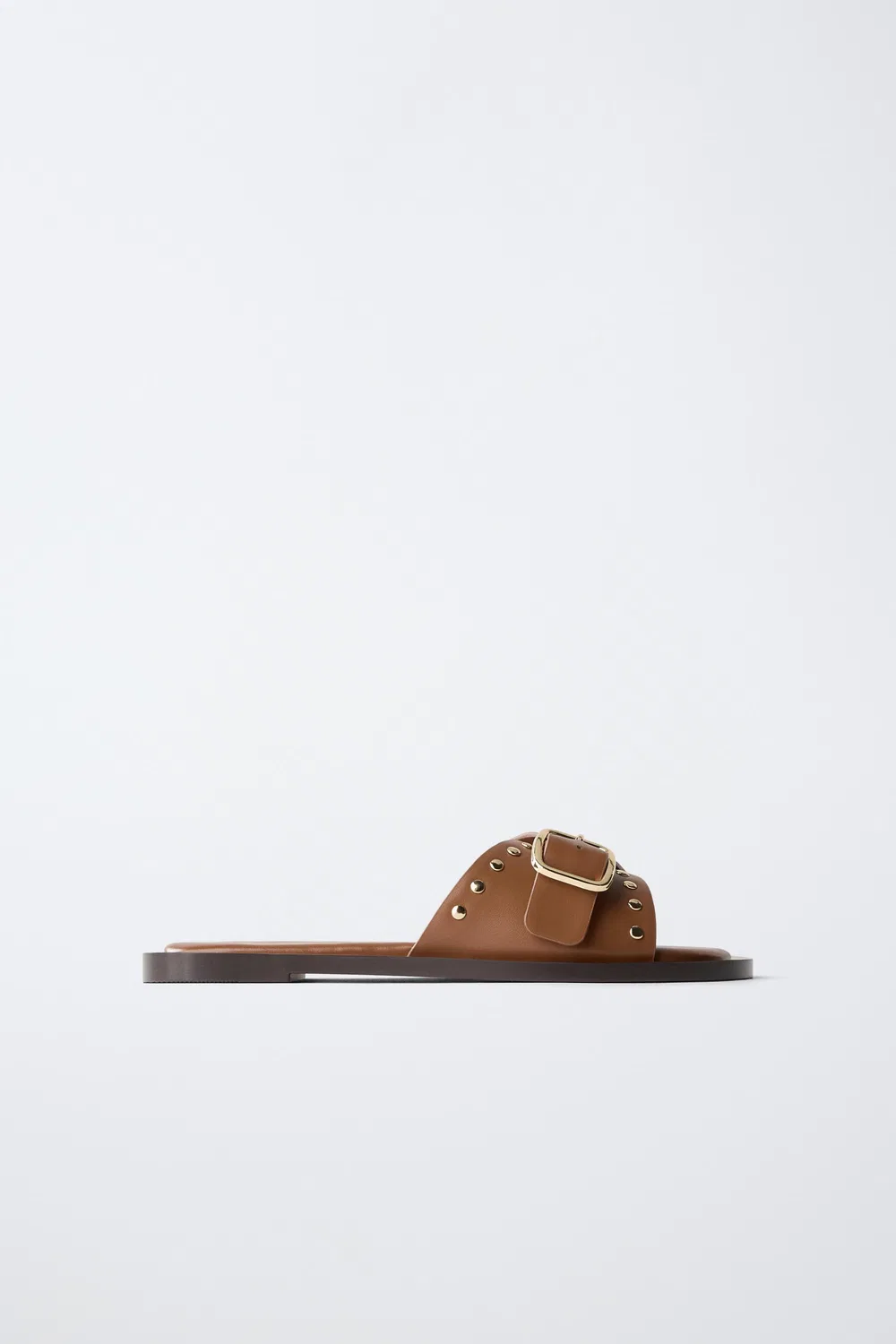 Сандалии-шлепанцы с заклепками ZARA, Brown