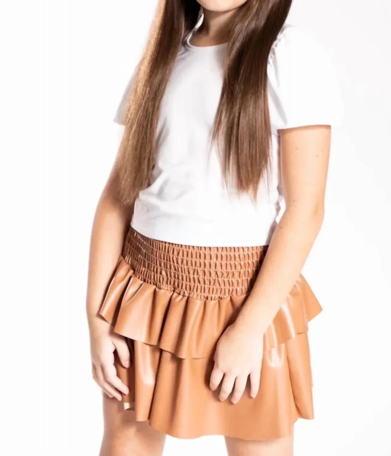Детская кожаная юбка мини Julia Cheryl Creations, Caramel