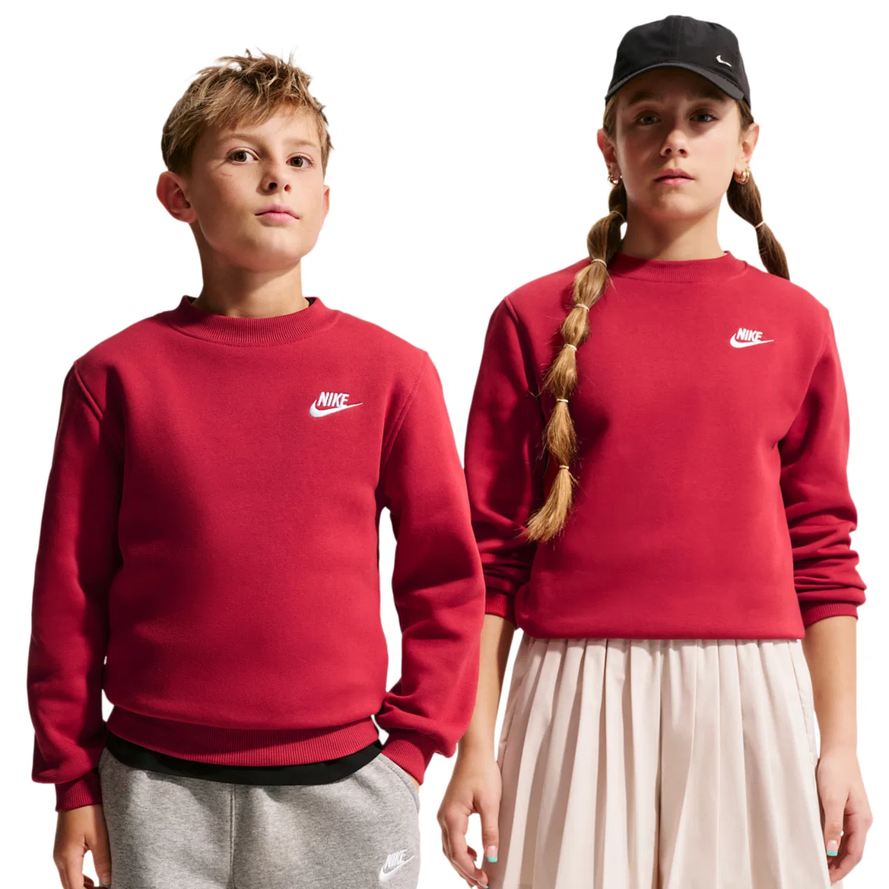 Детский свитшот для мальчиков с длинным рукавом Nike Club Fleece Crew LBR, Tough Red/White
