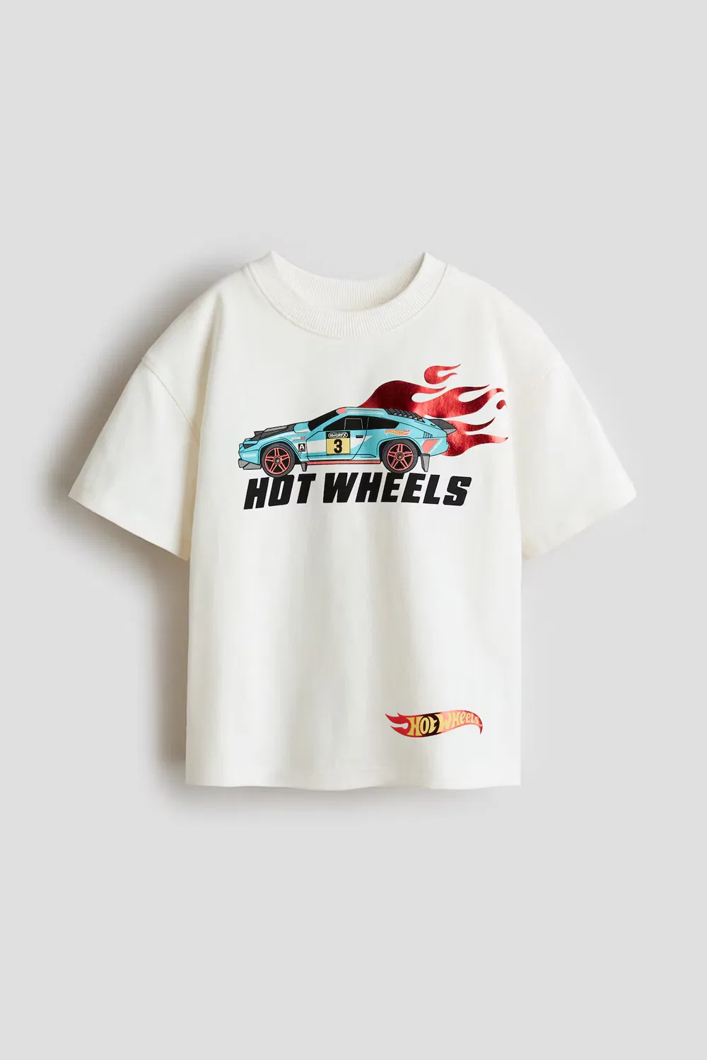 Футболка оверсайз с принтом H&M, Weiß/Hot Wheels