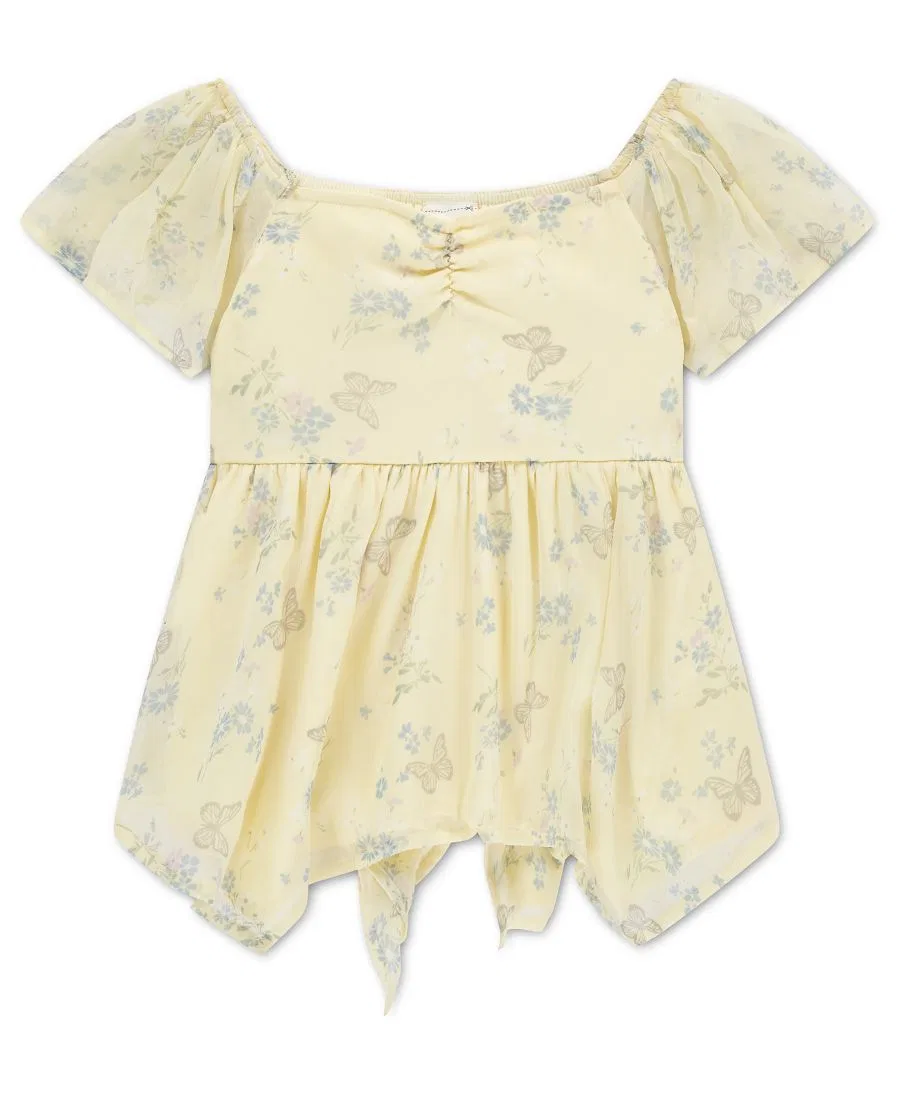 Топ-бабси с коротким рукавом, модель abercrombie kids, Light Pastel Yellow