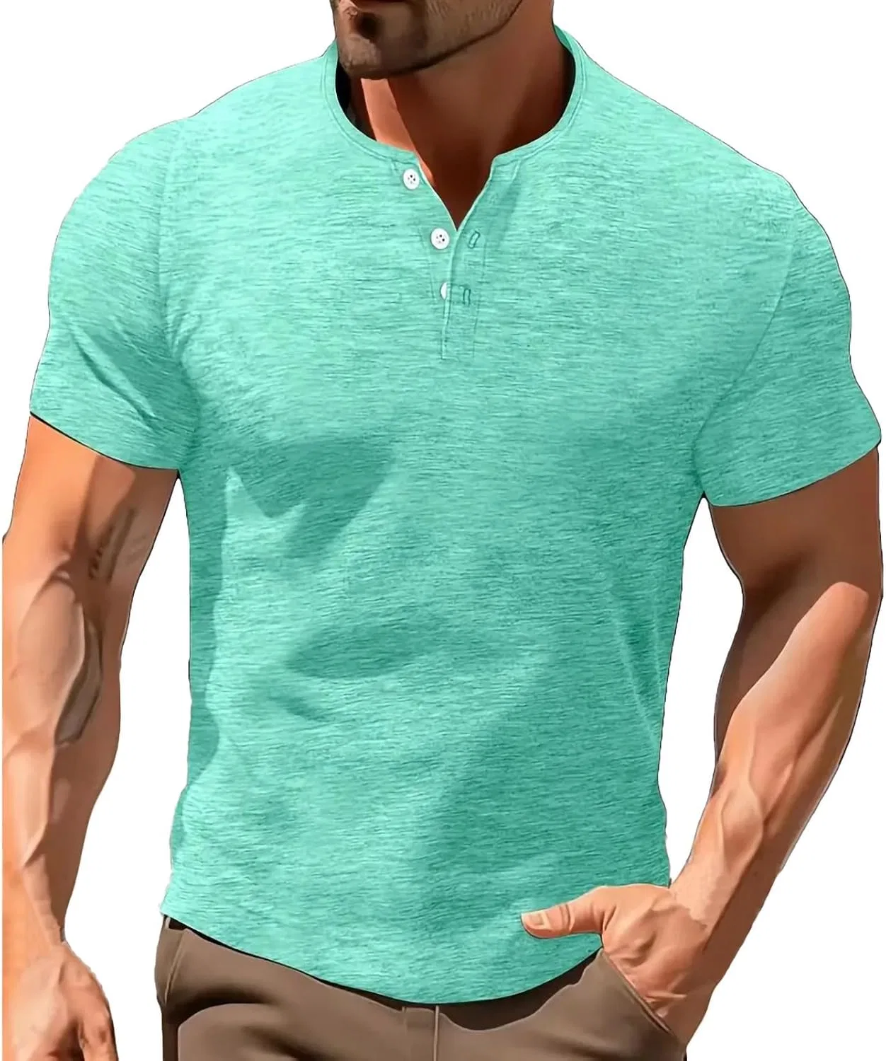 Мужская хлопковая футболка поло короткий рукав, Mint Green