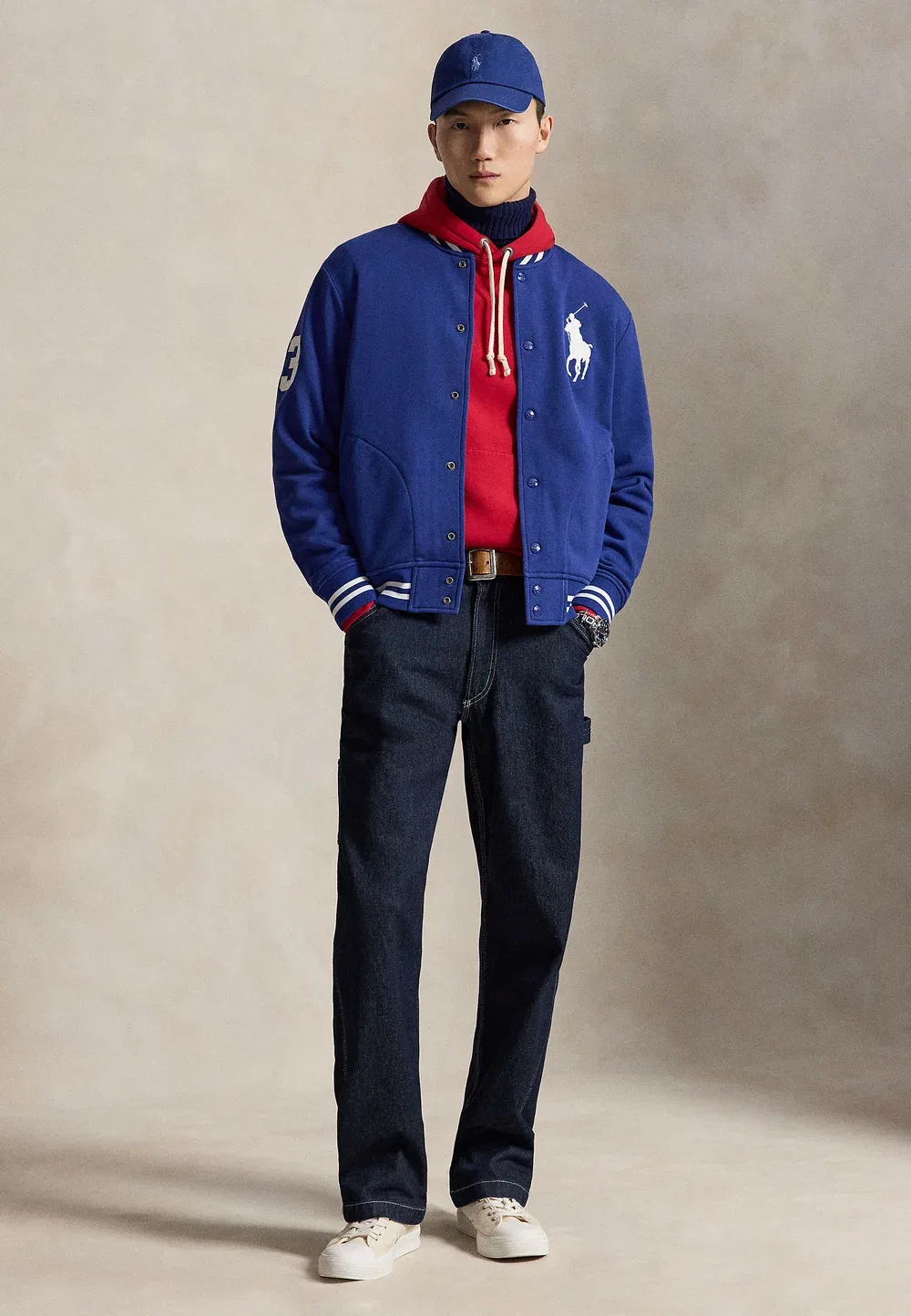 Бейсбольная куртка Big Pony - куртка-бомбер Polo Ralph Lauren, Blue Yacht/White — фото 2