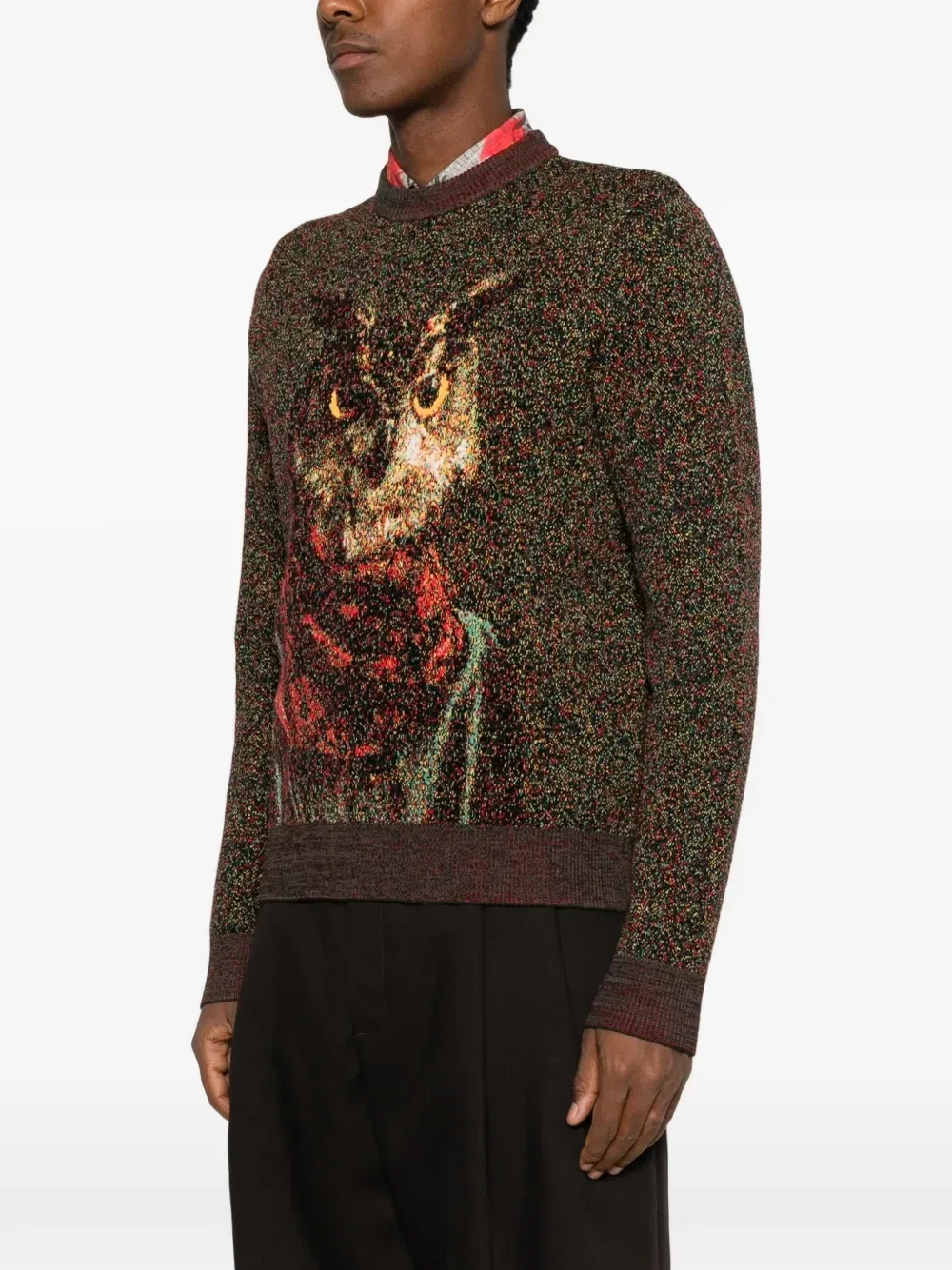 Вязаный свитер из шерстяной смеси Etro, красный — фото 3