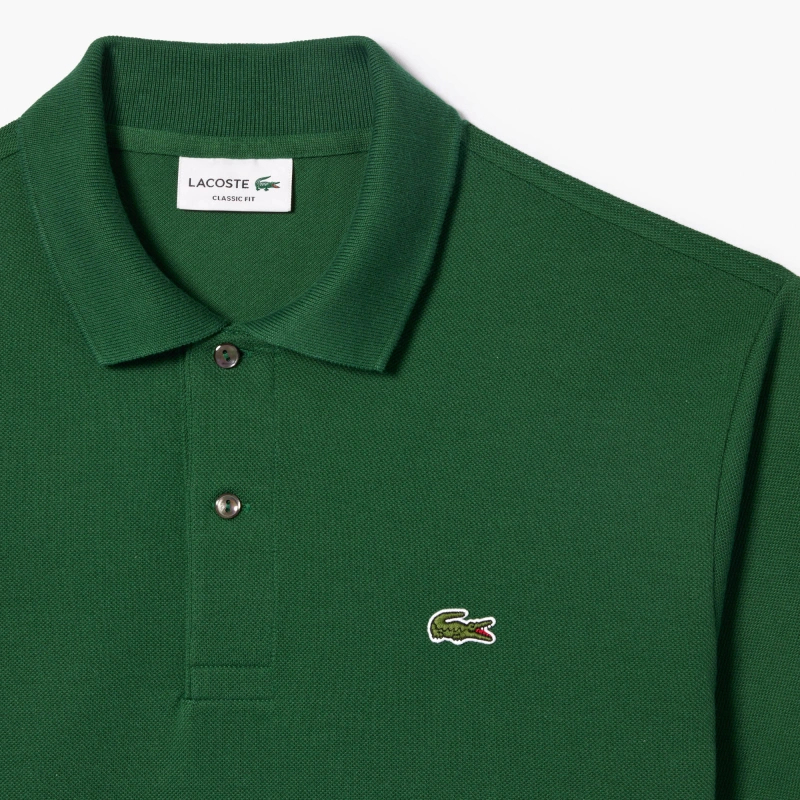 Поло Lacoste Logo-Patched Short-Sleeve, зеленый — фото 2