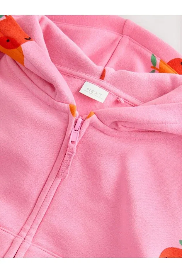 Детское худи для девочек хлопковое с принтом Apple Hoodie Next Baby, Pink — фото 4