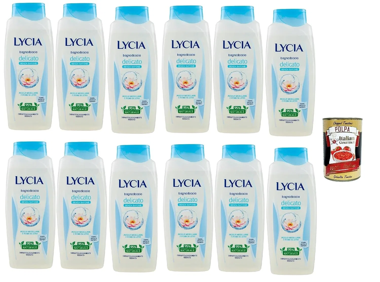 Пена для душа Lycia Delicato с мицеллярной водой и лотосом, 12 x 750 мл + полпа 400 г, Italian Gourmet E.R. — фото 2