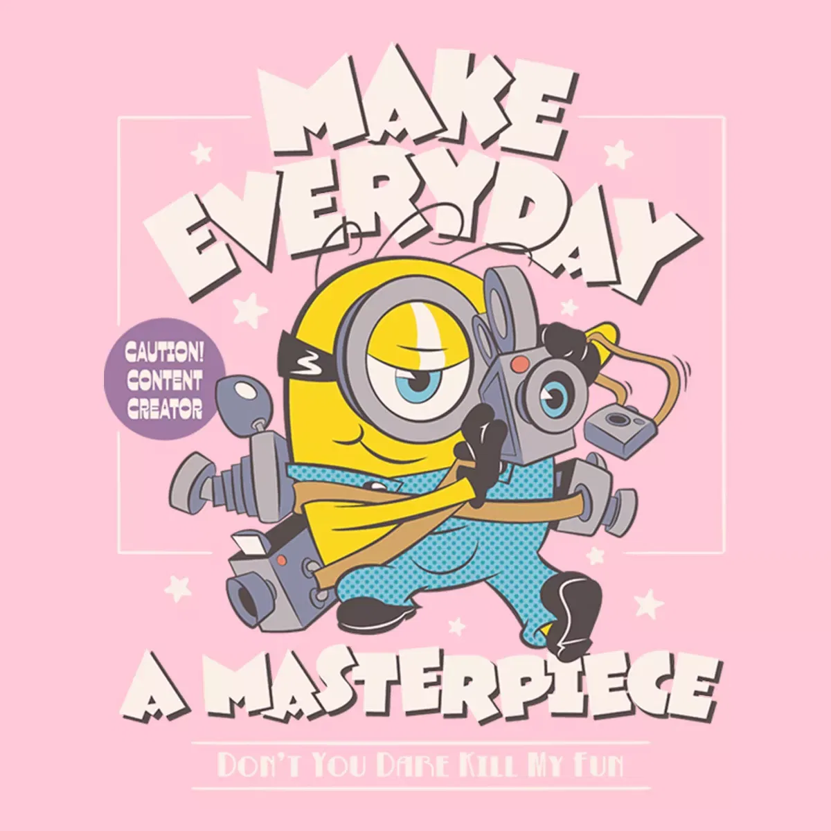Детское футболка с принтом Make Everyday A Masterpiece Minions, Light Pink — фото 2