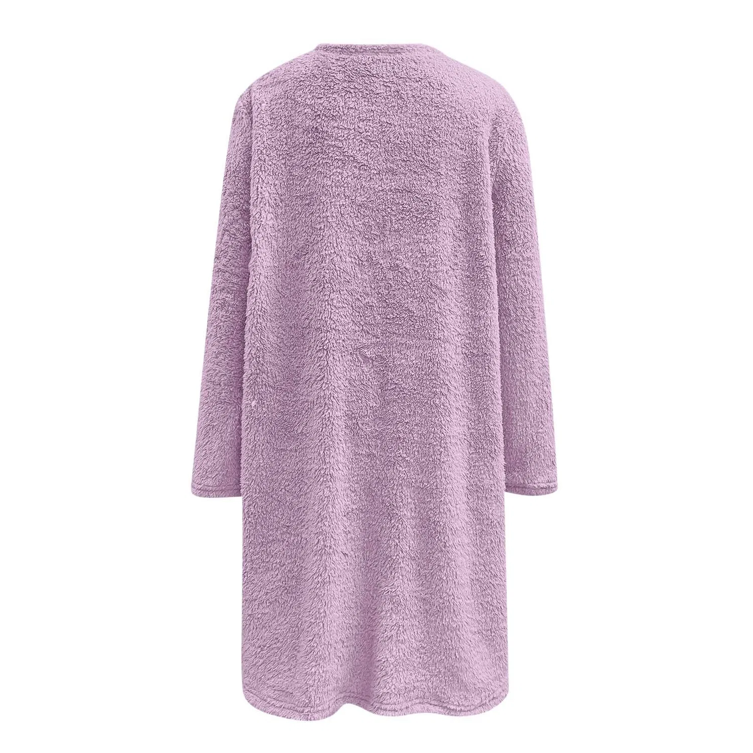 Женское зимнее пальто в полоску с флисом, свободного кроя, Lilac — фото 3
