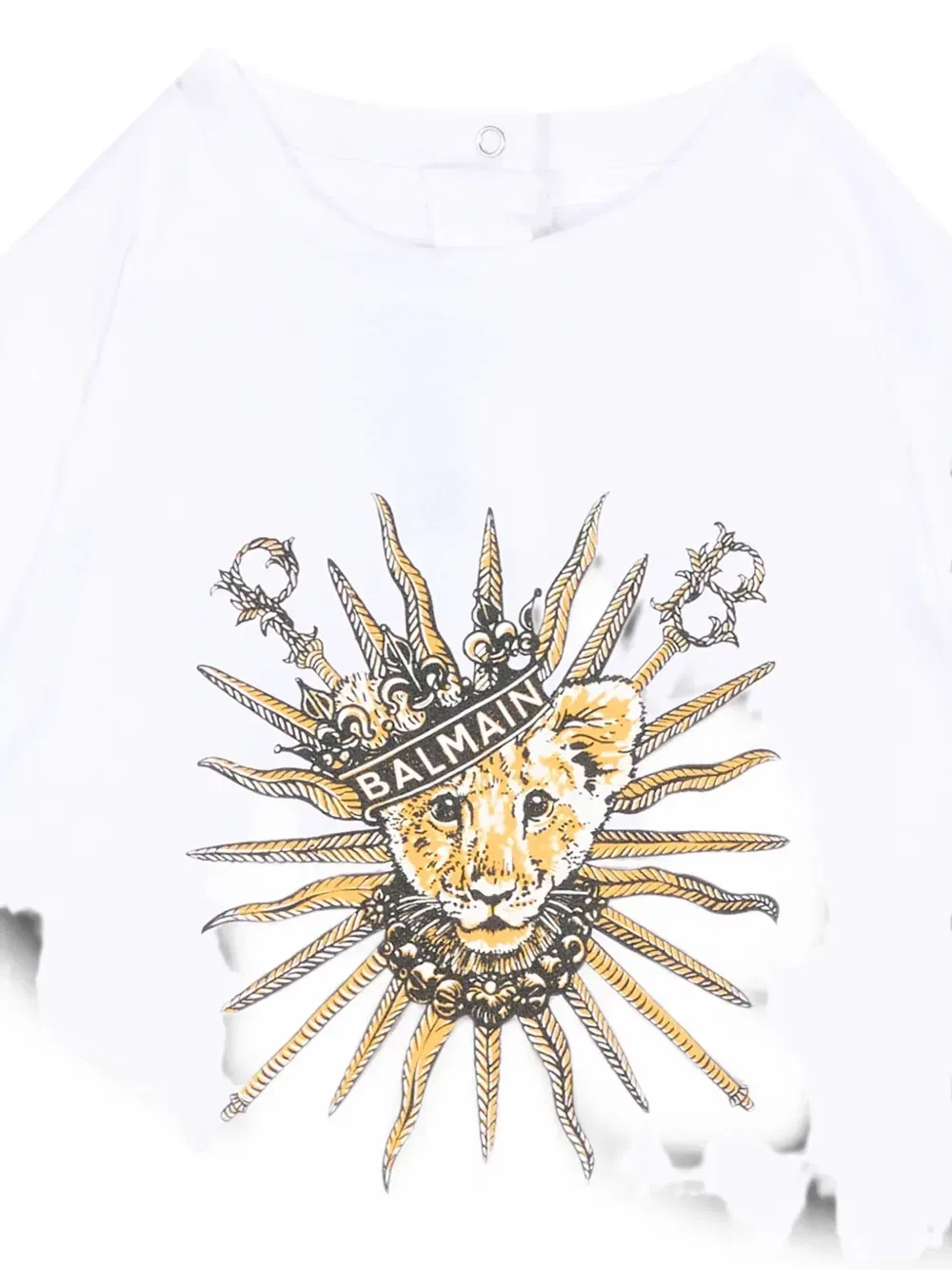 Футболка с коротким рукавом и принтом льва Balmain Kids, белый — фото 3