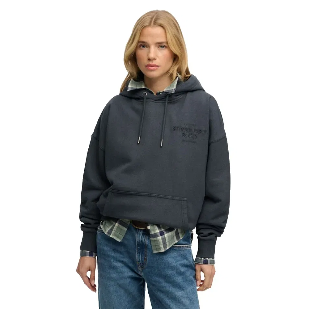 Женский худи свободного кроя с вышивкой Luxe Casual Embroidered Superdry, Grey