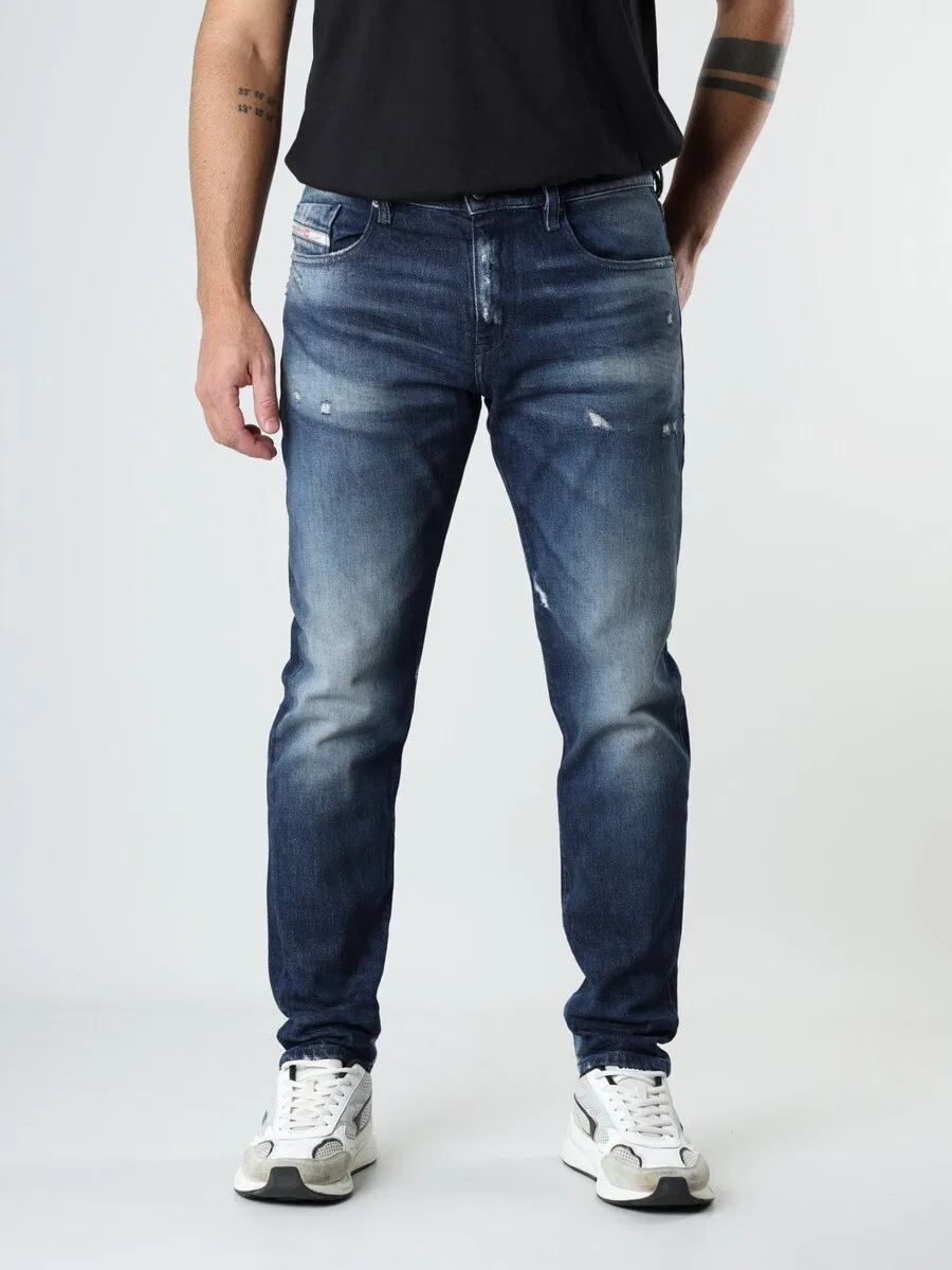 Джинсы DIESEL Slim fit '2019 D-STRUKT' темно-синего цвета — фото 2