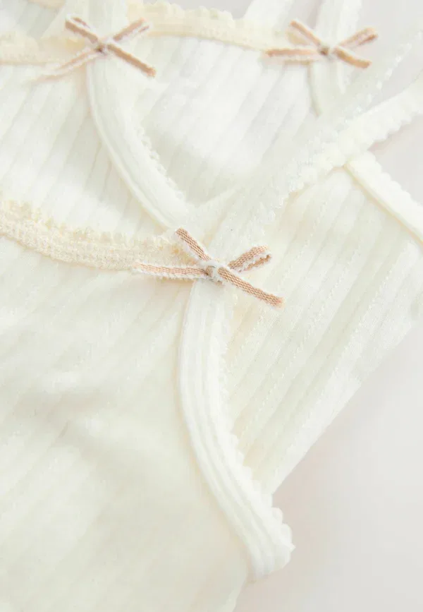 Комплект из 3 маек, хлопок с эластаном, Next, Ecru Pink Stripe, экрю — фото 4
