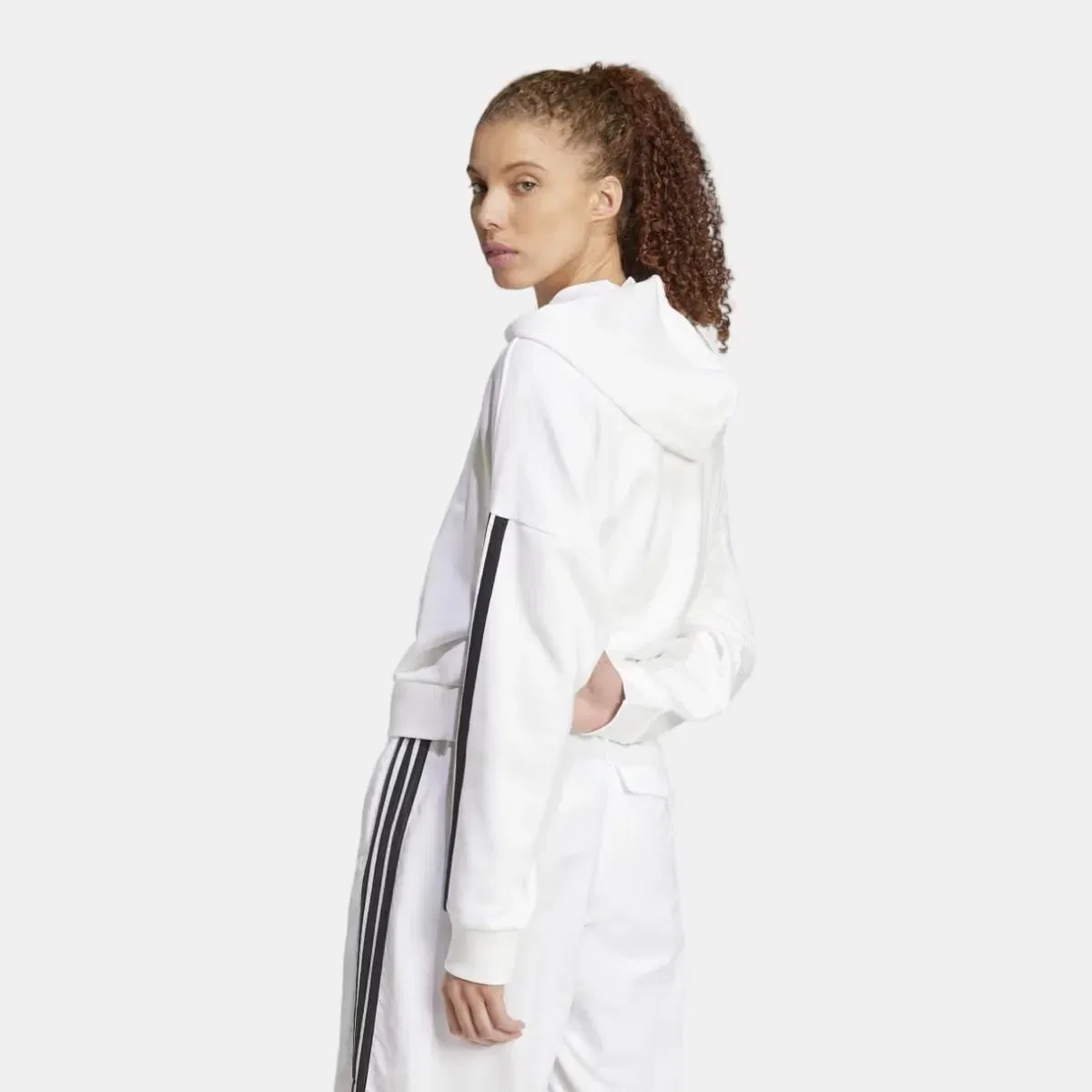 Женская толстовка с четверть-застежкой из футера Essentials French Terry adidas, Blanco — фото 2