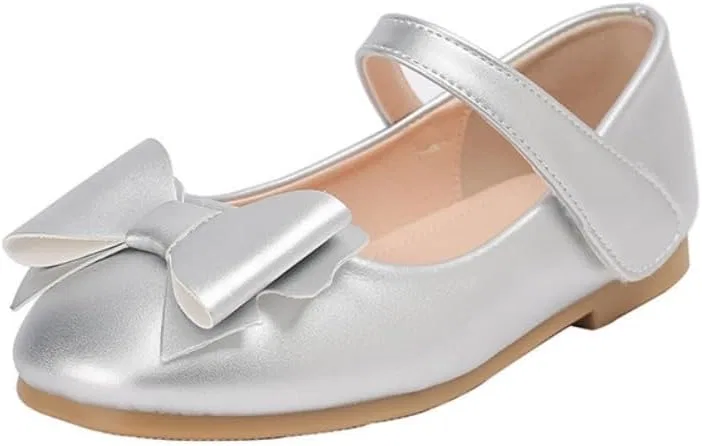 Детские балетки для девочек с цветком JGKDTX, Silvery