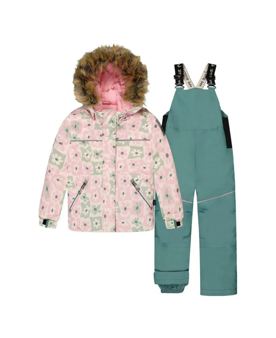 Детский комплект из куртки и снежных штанов DISCOVER Deux par Deux, White With Retro Pink Print
