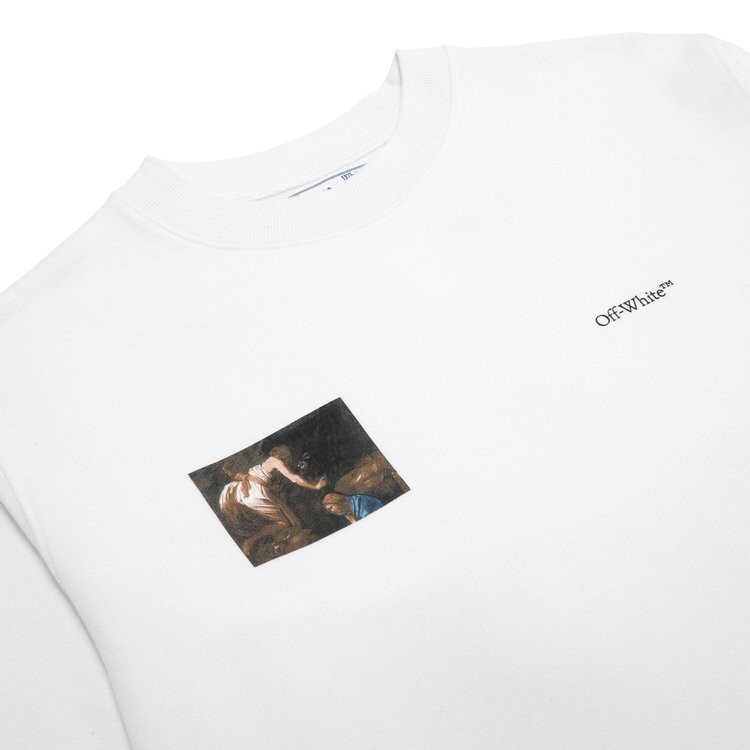 Толстовка Off-White Caravaggio Angel Slim Crewneck 'White/Black', белый — фото 4