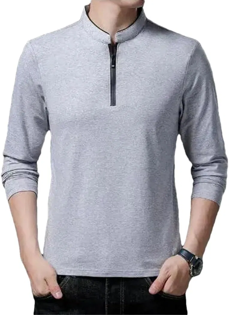 Мужская футболка с воротником-стойкой Basic, Gray
