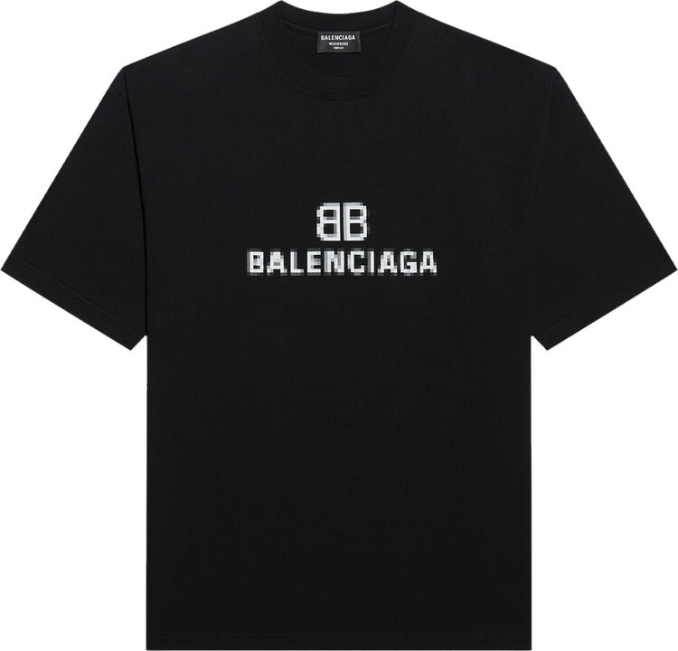 

Футболка Balenciaga BB Pixel Medium Fit T-Shirt Black/White, черный