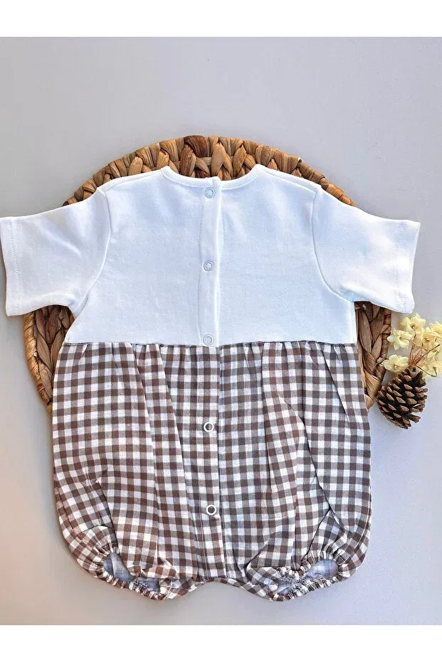 Детский комбинезон для девочек хлопковый Pötikare soft series hand embroidered carrot rabbit summer baby romper Mama Miel Baby, Brown — фото 4