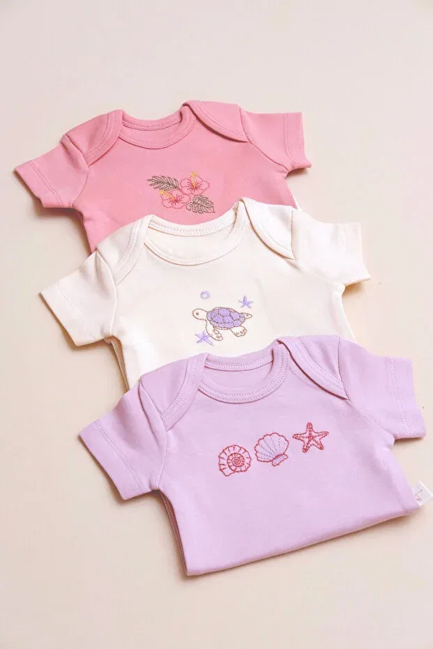 Детское боди с коротким рукавом для девочек Embroidery Babylim, Multicolor — фото 2