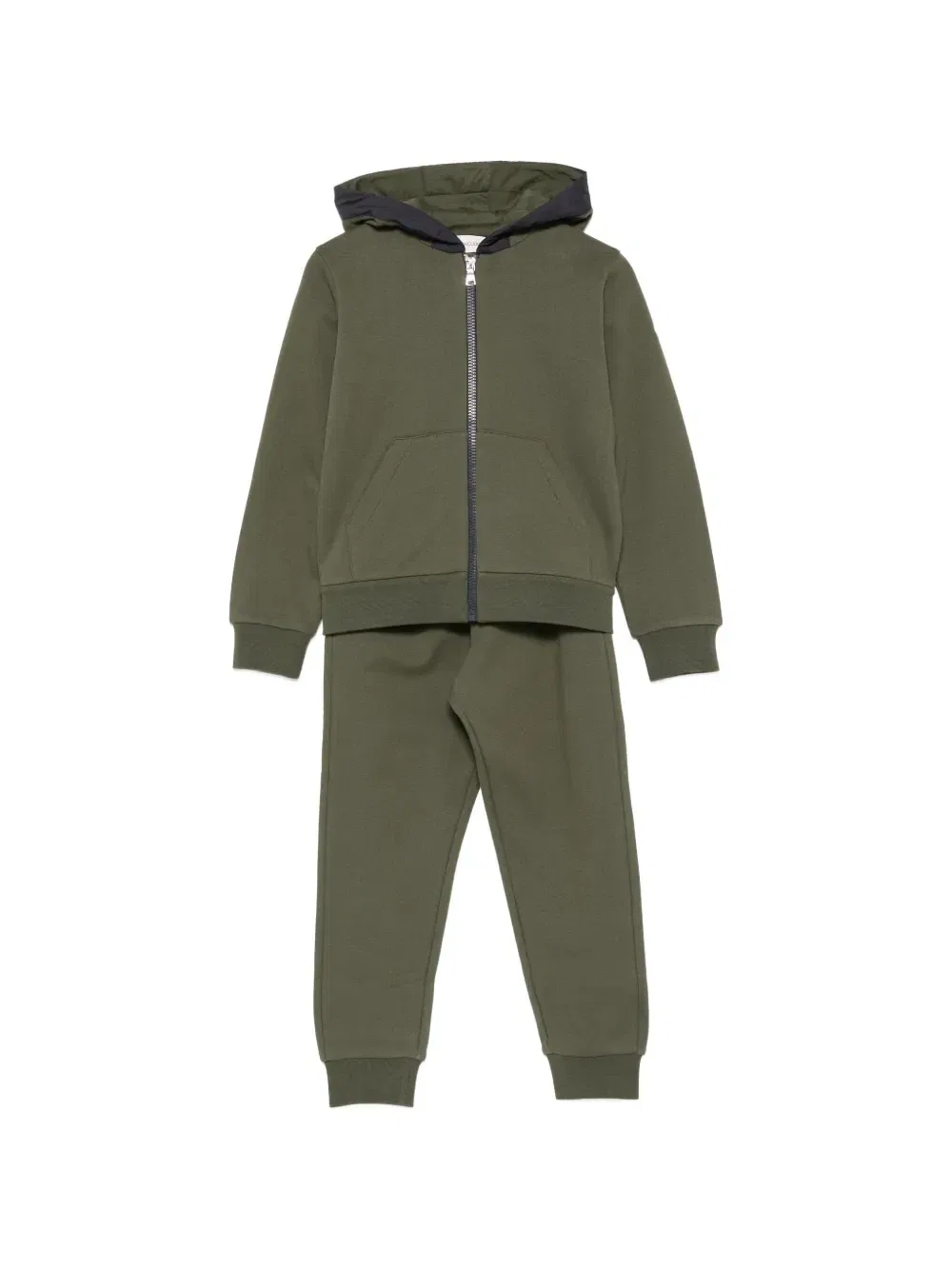 Спортивный костюм на молнии с нашивкой-логотипом Moncler Enfant, зеленый