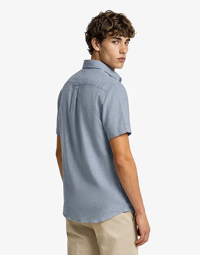 Льняная рубашка Superdry Riviera с коротким рукавом в темно-синюю полоску — фото 2