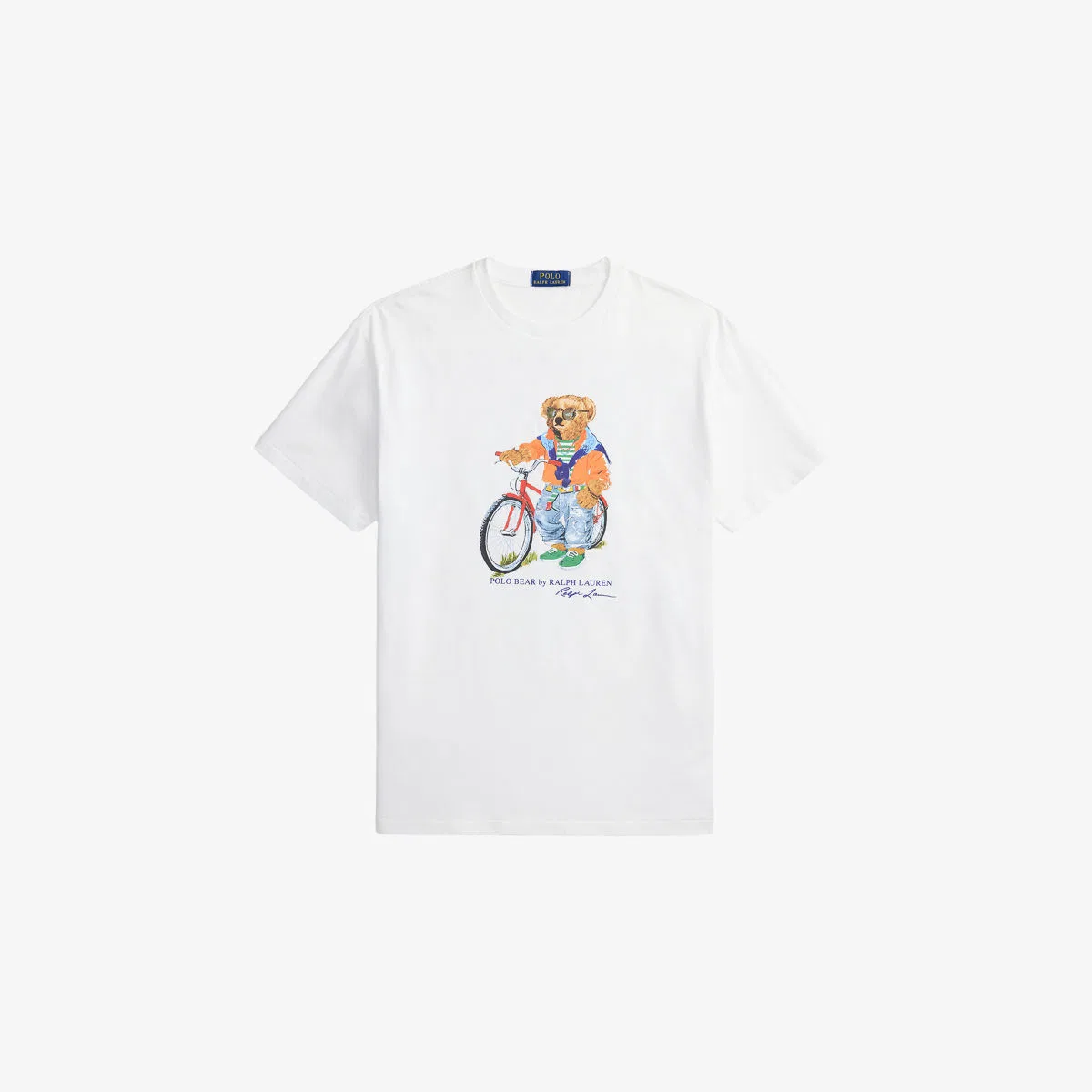 Хлопковая футболка-поло с принтом медведя для велоспорта Polo Ralph Lauren, белый