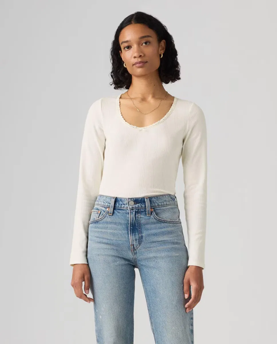 Женская футболка с длинным рукавом, Levi's, кремовый