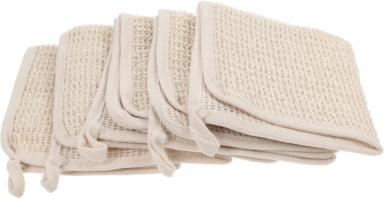 IWOWHERO Скрабирующее полотенце из хлопка и льна, 5 шт, 30x30 см, Beige