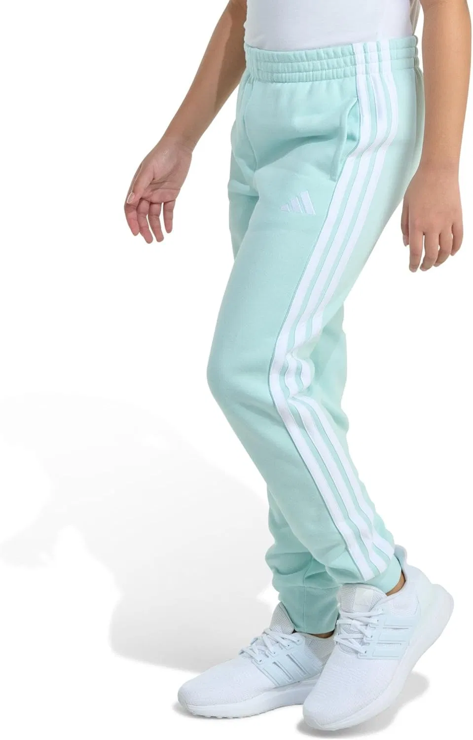 Детские флисовые спортивные брюки Adidas с тремя полосками, Halo Mint — фото 3