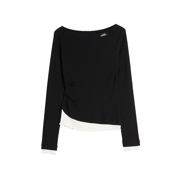 

Тонкий трикотажный сет из двух предметов с лодочкой для женщин ELLE, черный