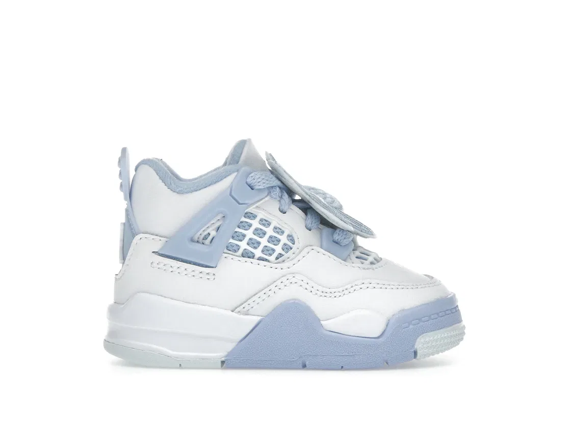 Детские кроссовки Lifestyle с цветовой гаммой Jordan 4 Retro Forget Me Not Jordan, White/Aluminum/Blue Tint/Oil Green