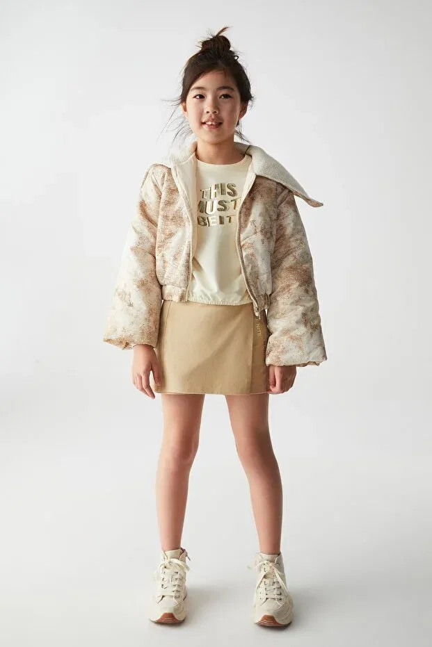 Детское пальто для девочек джинсовое Nk Kids, Cream — фото 3