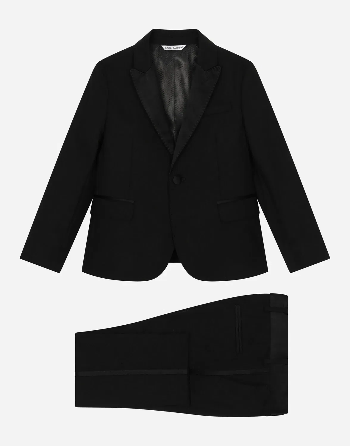 Однобортный смокинг из эластичной шерсти Dolce&Gabbana, черный
