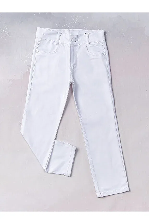 Детские льняные спортивные брюки для девочек Cefri, White